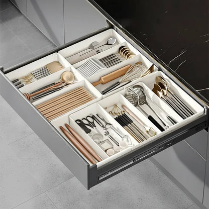 Expandable kitchen drawer organizer Kitchen Tray with 3 Compartments