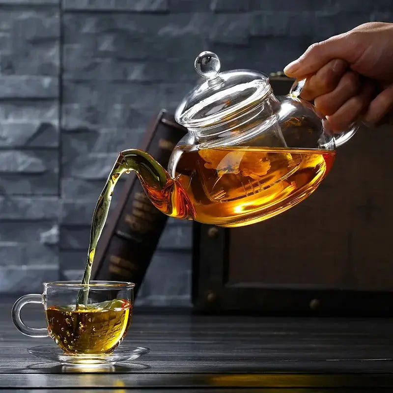 Theepot van borosilicaatglas