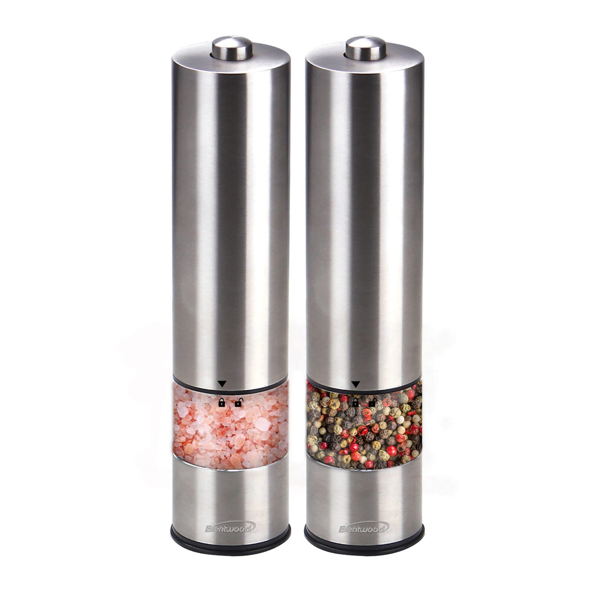 Brentwood Electric Blue Salt and Pepper Mills with LED Light and Adjustable Ceramic Grinder