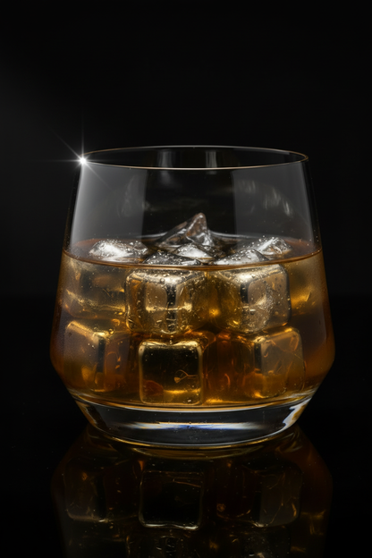 Whiskey glas met RVS ijsblokjes