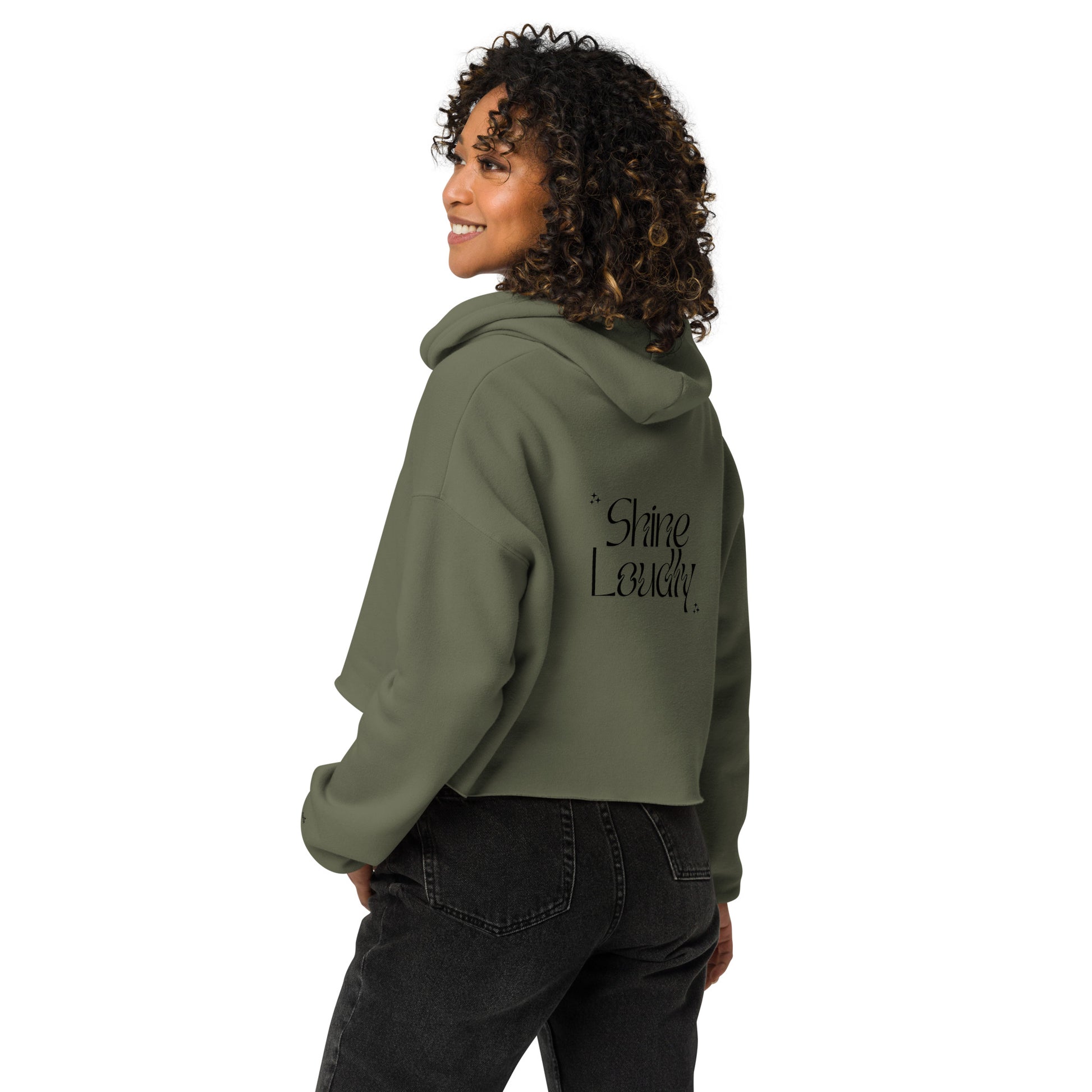 Hoodie Glow Quietly, back Shine loudly.4Teanoir. Green.back